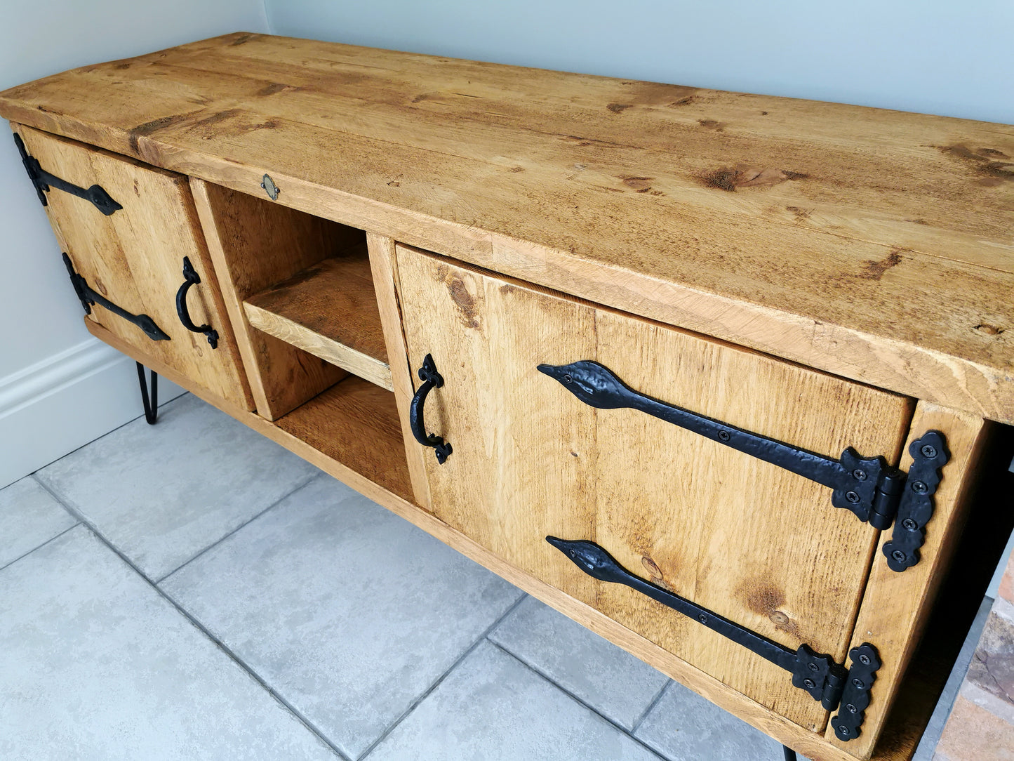 Sideboard 2 Door Unit for Modern Style Home - Solid Steel Bar Legs
