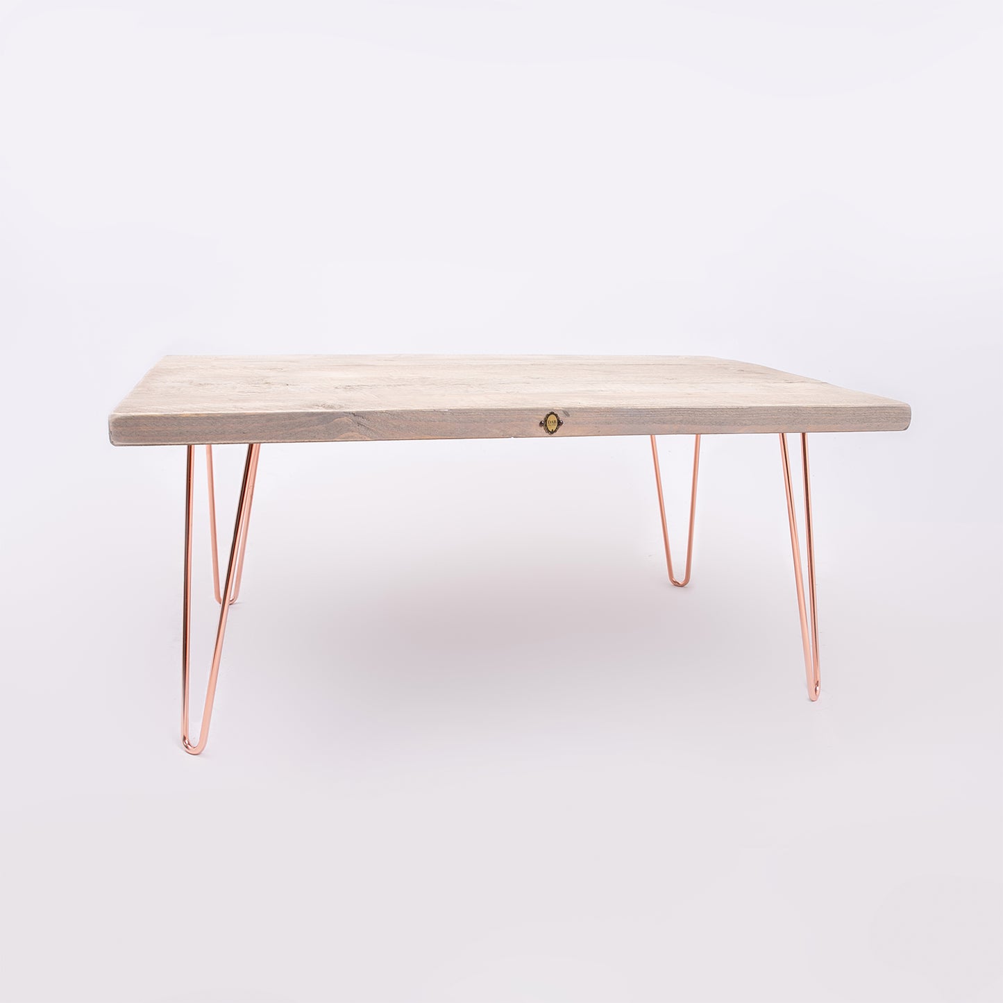 Retro Grey Coffee Table - Rustic Chic Table and Rose Gold Legs