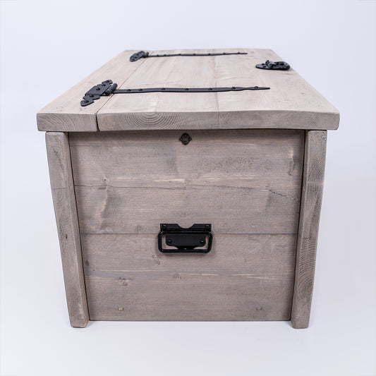 Traditional Grey Storage Unit - Decorative Wooden Ottoman