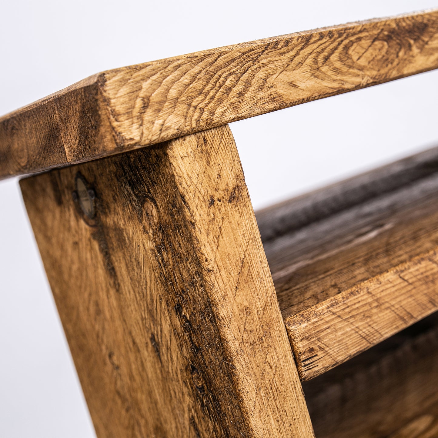 Wooden Corner TV Unit. Close up wood detail
