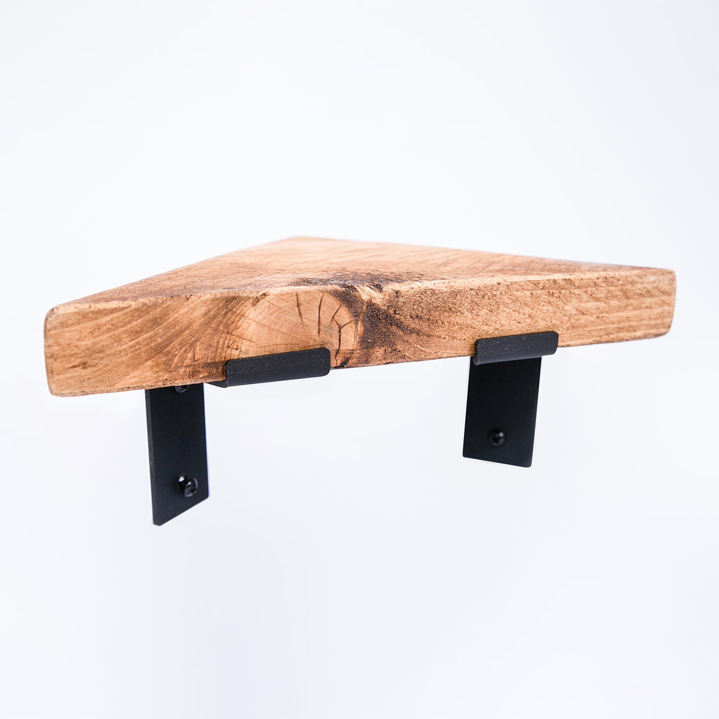 Handmade Bespoke Corner Shelf | Rustic Wooden Shelf, Steel brackets & fixtures