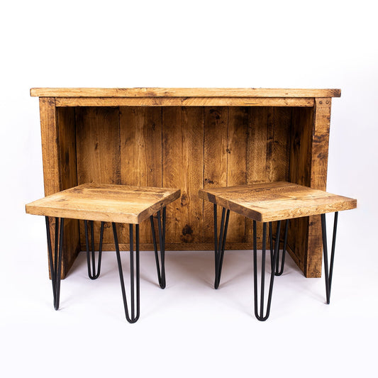 Wooden Breakfast Bar Kitchen Island & Benches