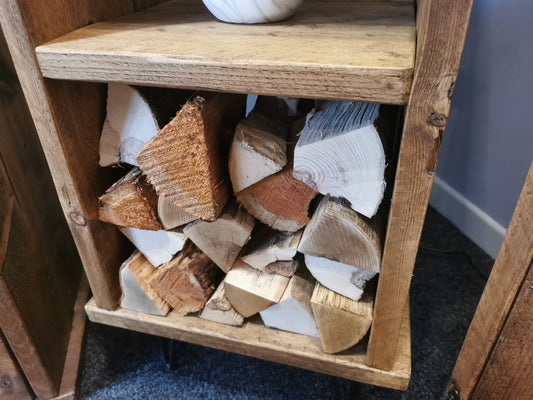 Warm Decorative Logs. Split, sanded and stained by the DAB team!