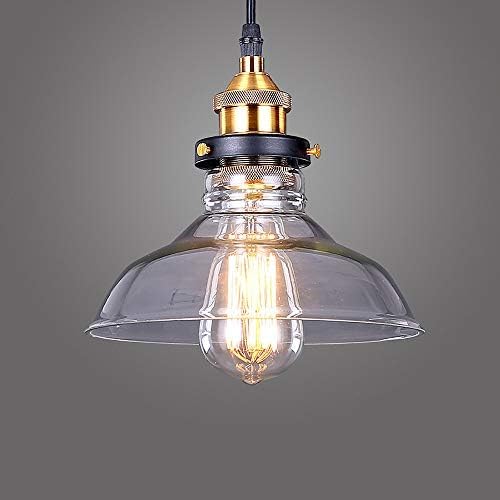 Glighone Glass Pendant Light – Retro Industrial E27 Ceiling Lamp for Kitchen