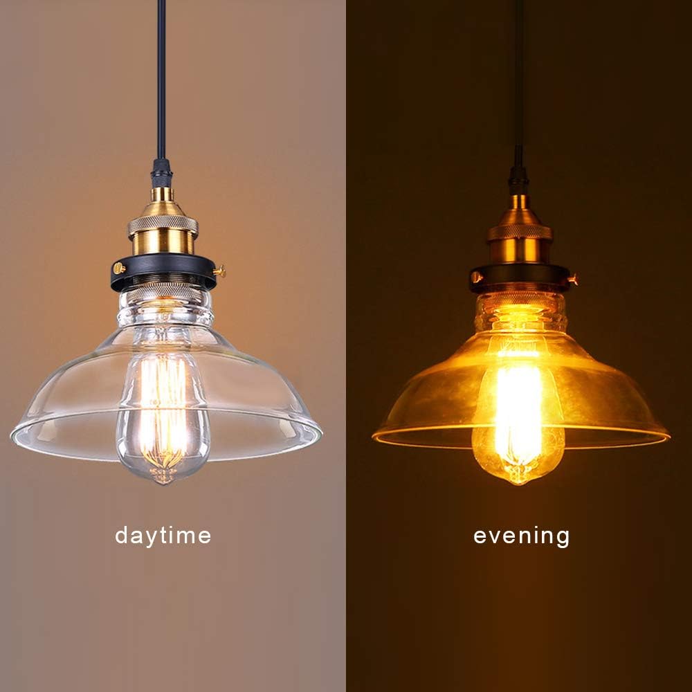Glighone Glass Pendant Light – Retro Industrial E27 Ceiling Lamp for Kitchen