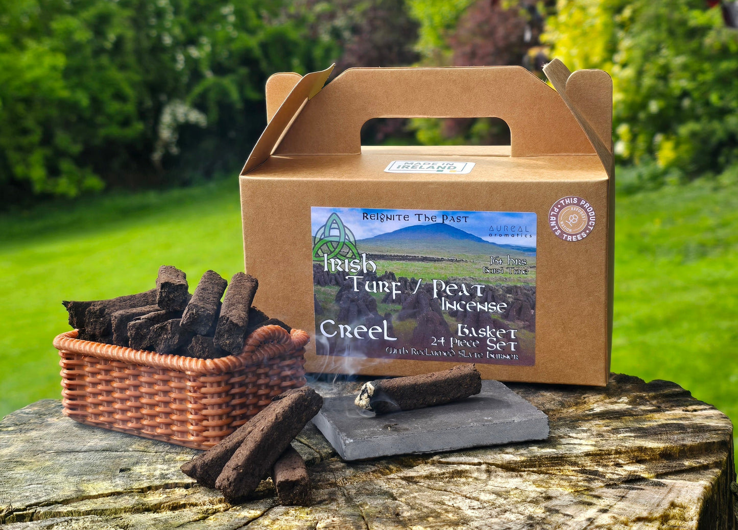 Irish Peat Incense 'Creel' Basket Set (24 pc) - The smell of Ancient Ireland