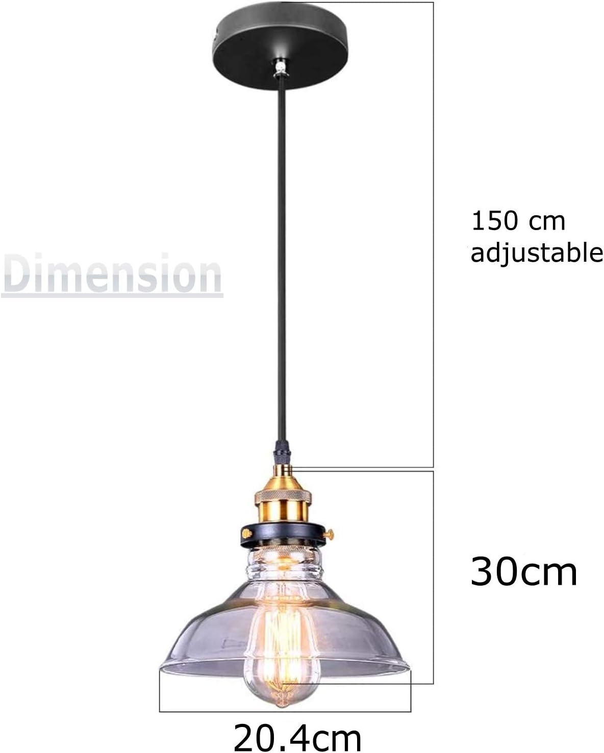 Glighone Glass Pendant Light – Retro Industrial E27 Ceiling Lamp for Kitchen
