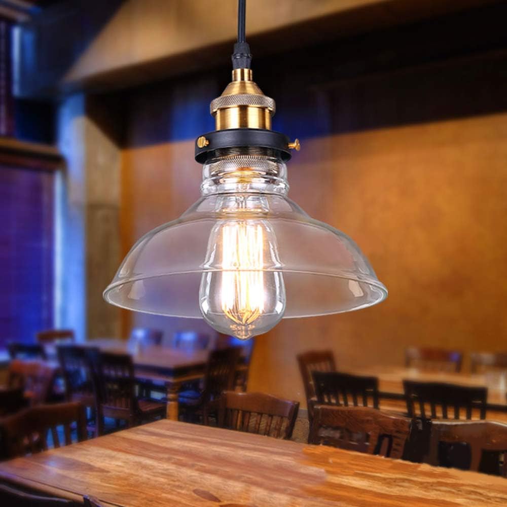 Glighone Glass Pendant Light – Retro Industrial E27 Ceiling Lamp for Kitchen