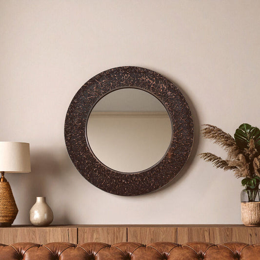 Akola Copper Finish Round Wall Mirror
