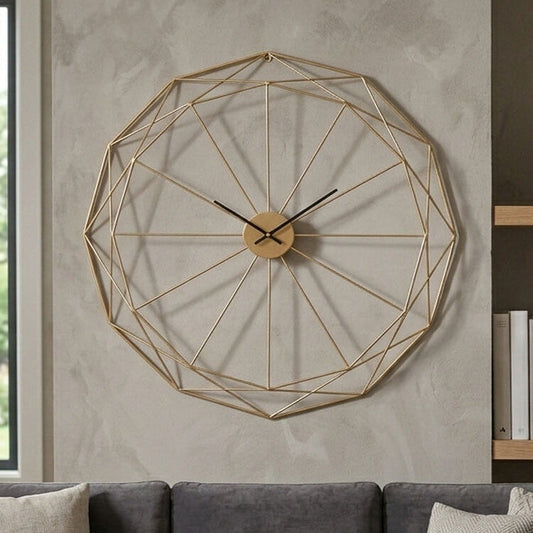 Genova Geometric Gold Metal Wall Clock