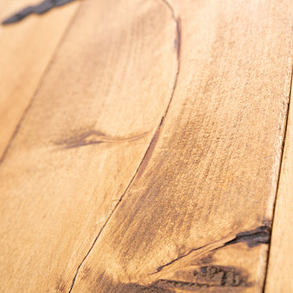 Bespoke, rustic blanket box. Close up of wood grain