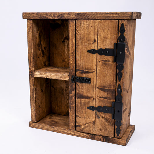 Rustic side cabinet. Wooden bespoke unit. Front view