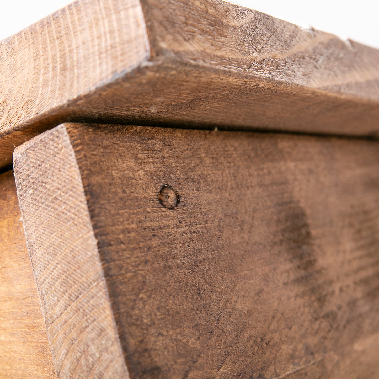 Bespoke Wooden Box close up of wood finish and dowel