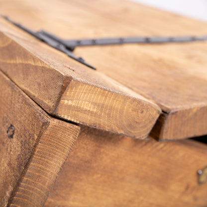 Bespoke Wooden Box. DABs stylish trunk in close up of back corner