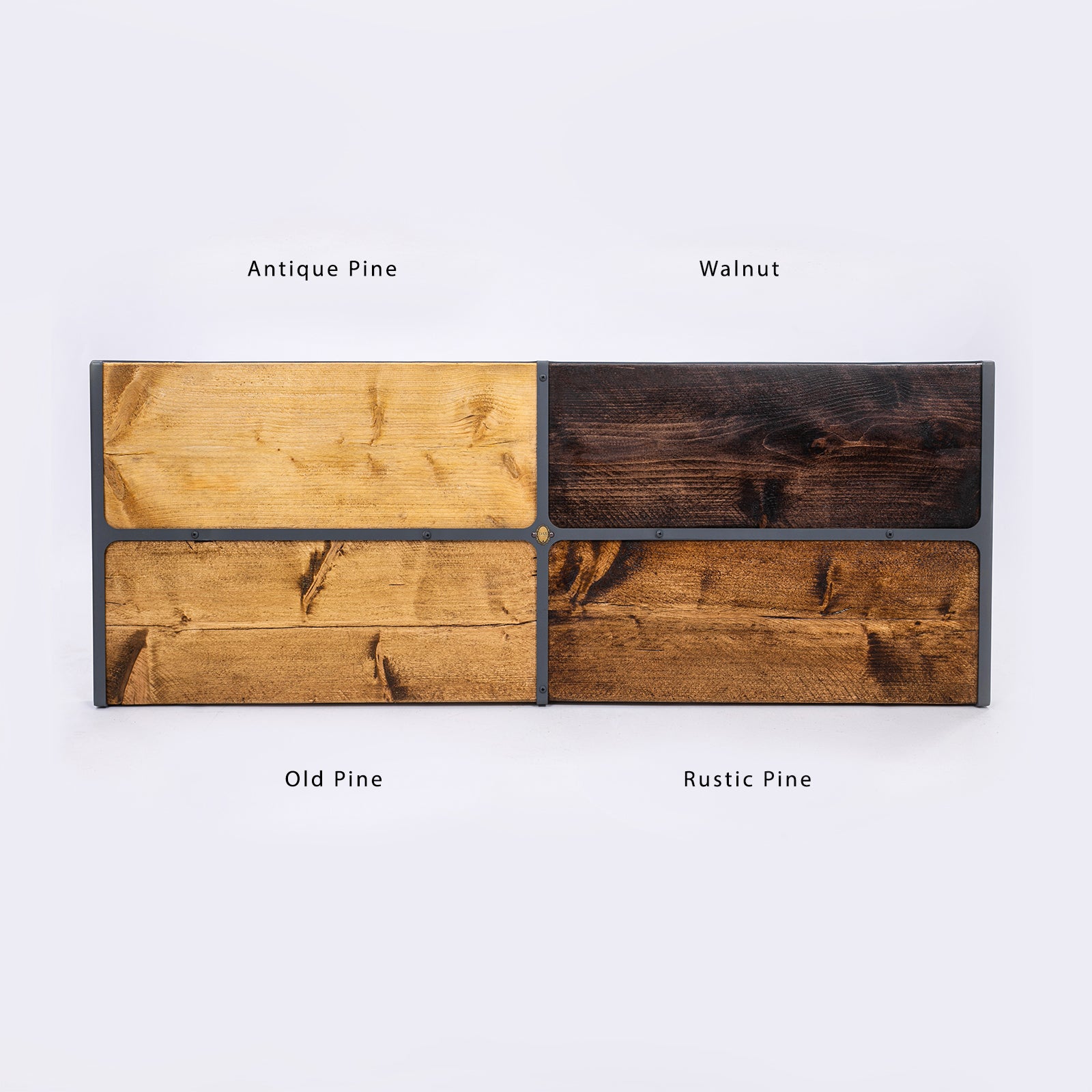 DAB Chic & Vintage colour chart showing the different wood finishes we offer. Front view