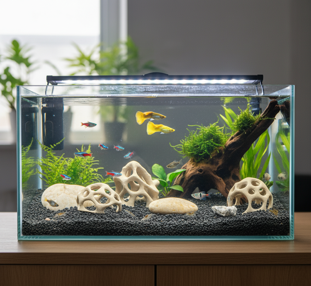 Aquarium Caves Set of 3 – Natural Aquascape Decor for Shrimp, Betta & Nano Fish