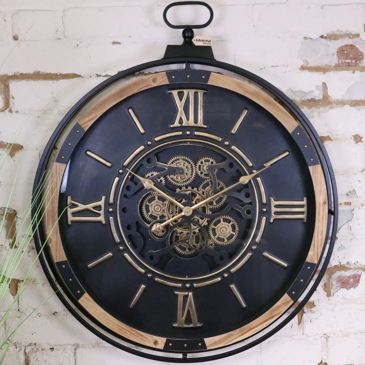 Industrial Extra Large Cog Clock Black and Gold