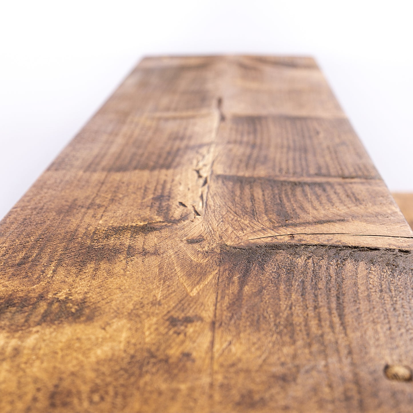 Industrial Hairpin Desk. Close up of grain