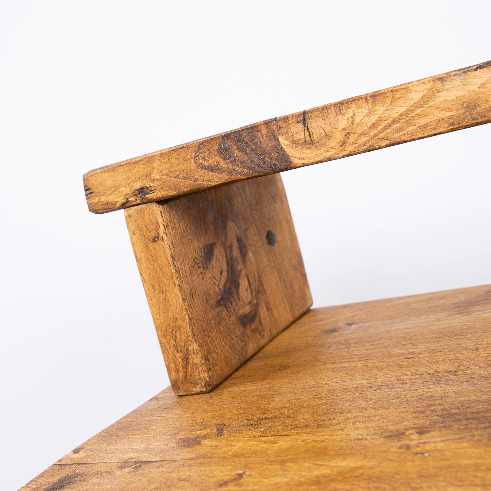 Industrial Office Desk & Stool. Corner close up