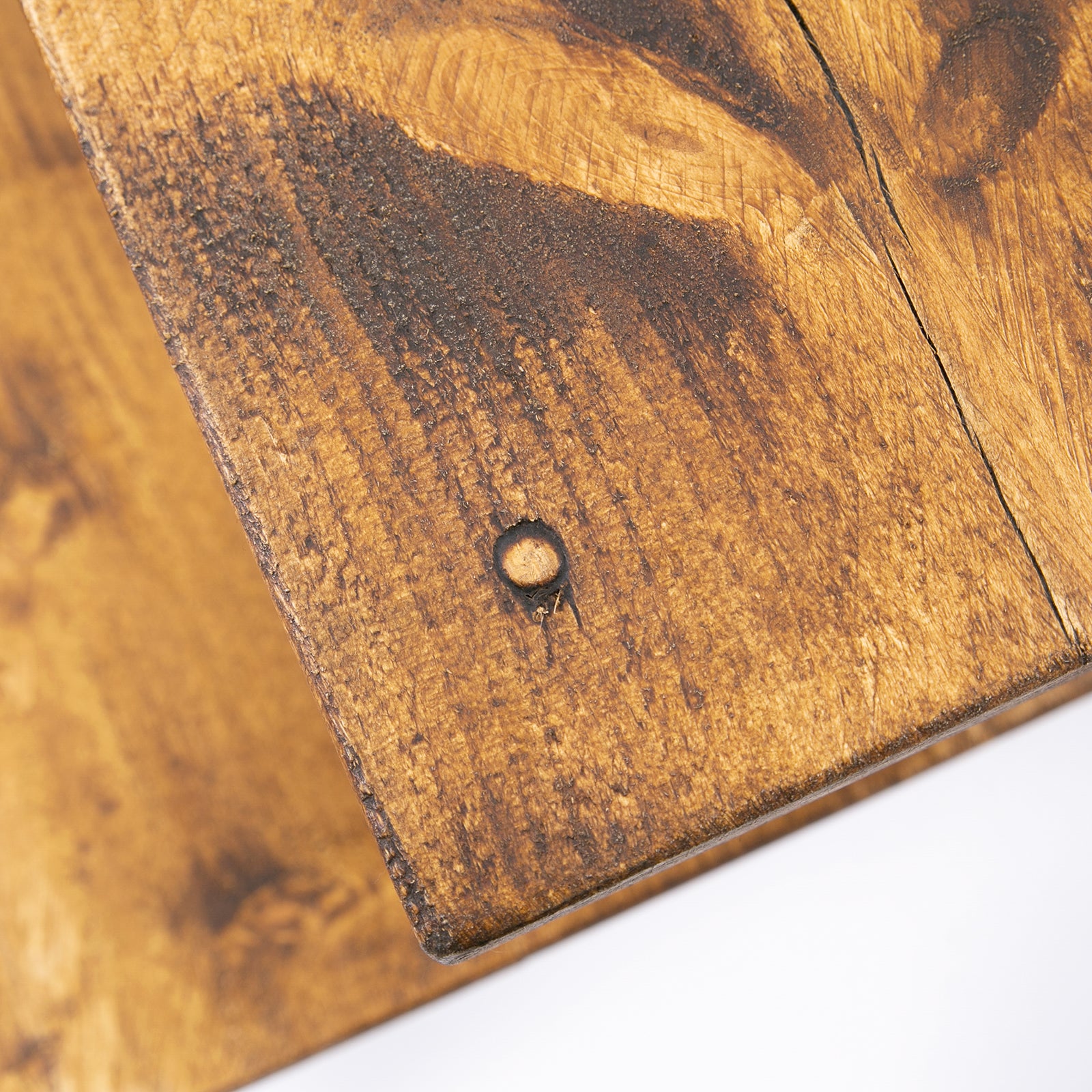 Industrial Office Desk & Stool. Close up of wood grain