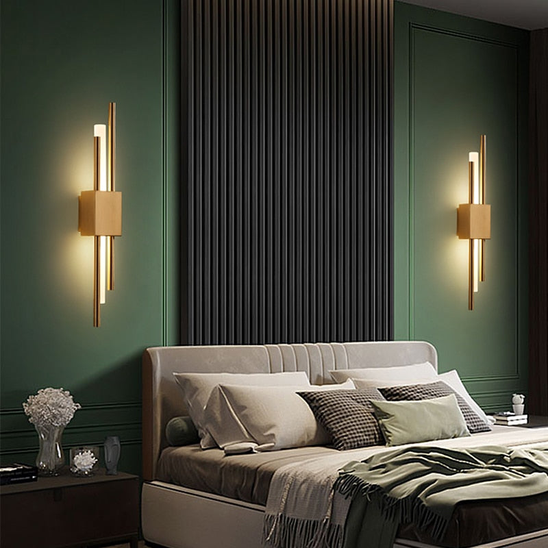 Emporium LED Wall Lamp Black Gold Warm Light Hard Wired Modern