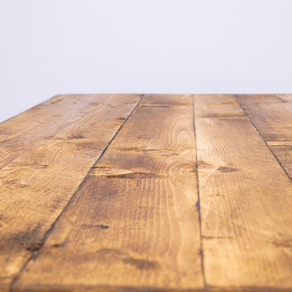 Solid wooden coffee table with drawers. Birds eye view