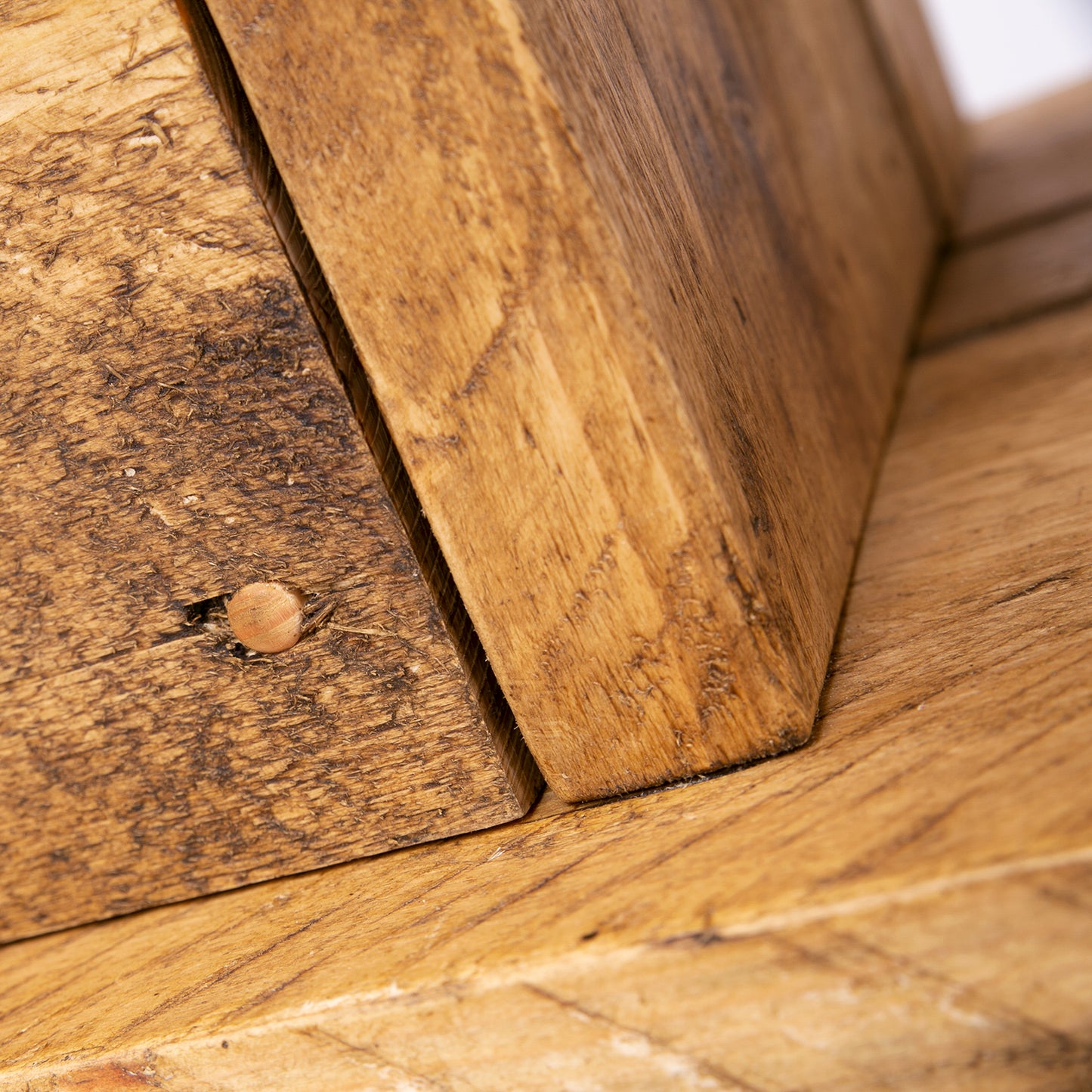 Solid wooden coffee table with drawers. Close up of drawers