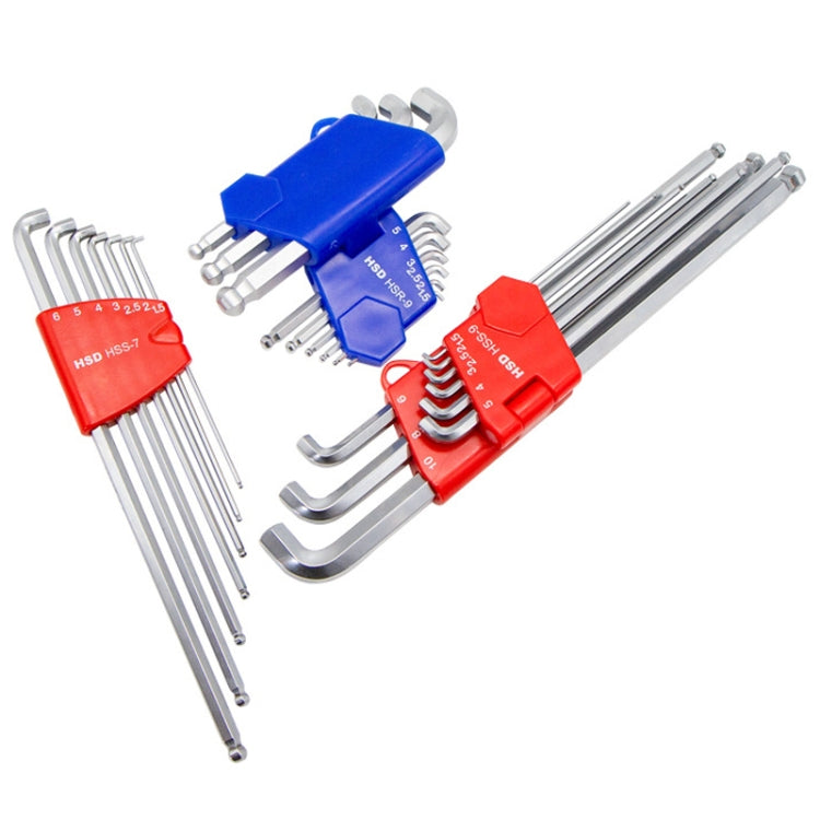9pcs/set HSD HSS-9 Long Version Short-Side Ball-End Hexagon Wrench Set Tools