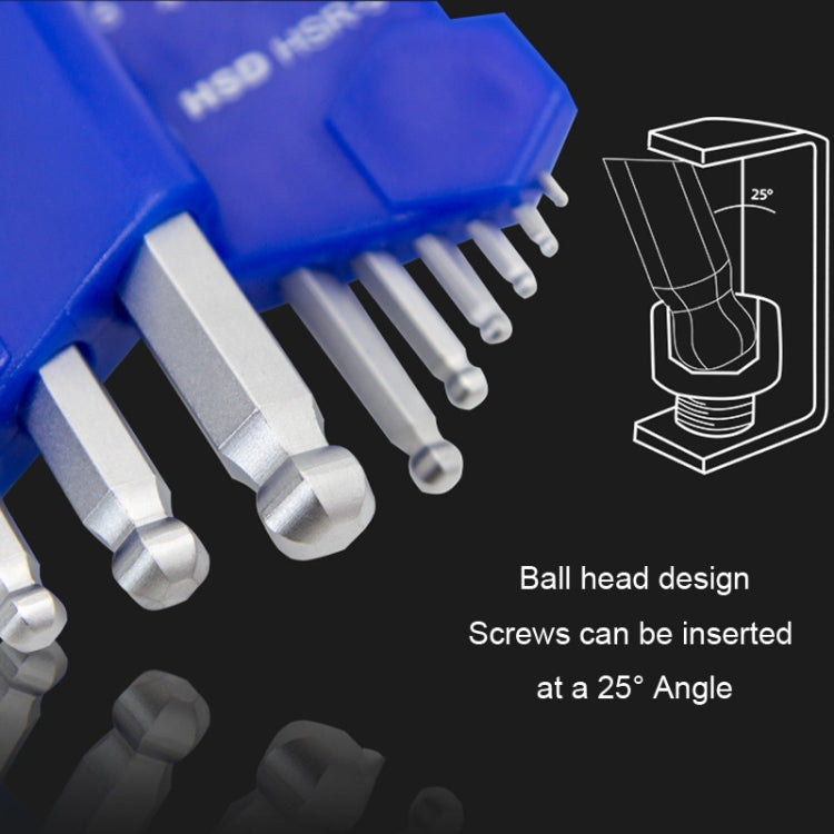 9pcs/set HSD HSS-9 Long Version Short-Side Ball-End Hexagon Wrench Set Tools