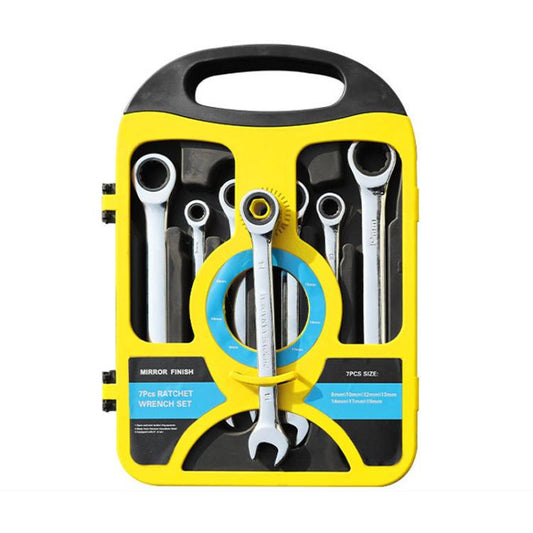 7pcs /Set Dual-Drive Ratchet Wrench 8-19mm Quick-Release Non-Slip Socket Spanner, Fixed Head, Flex Head