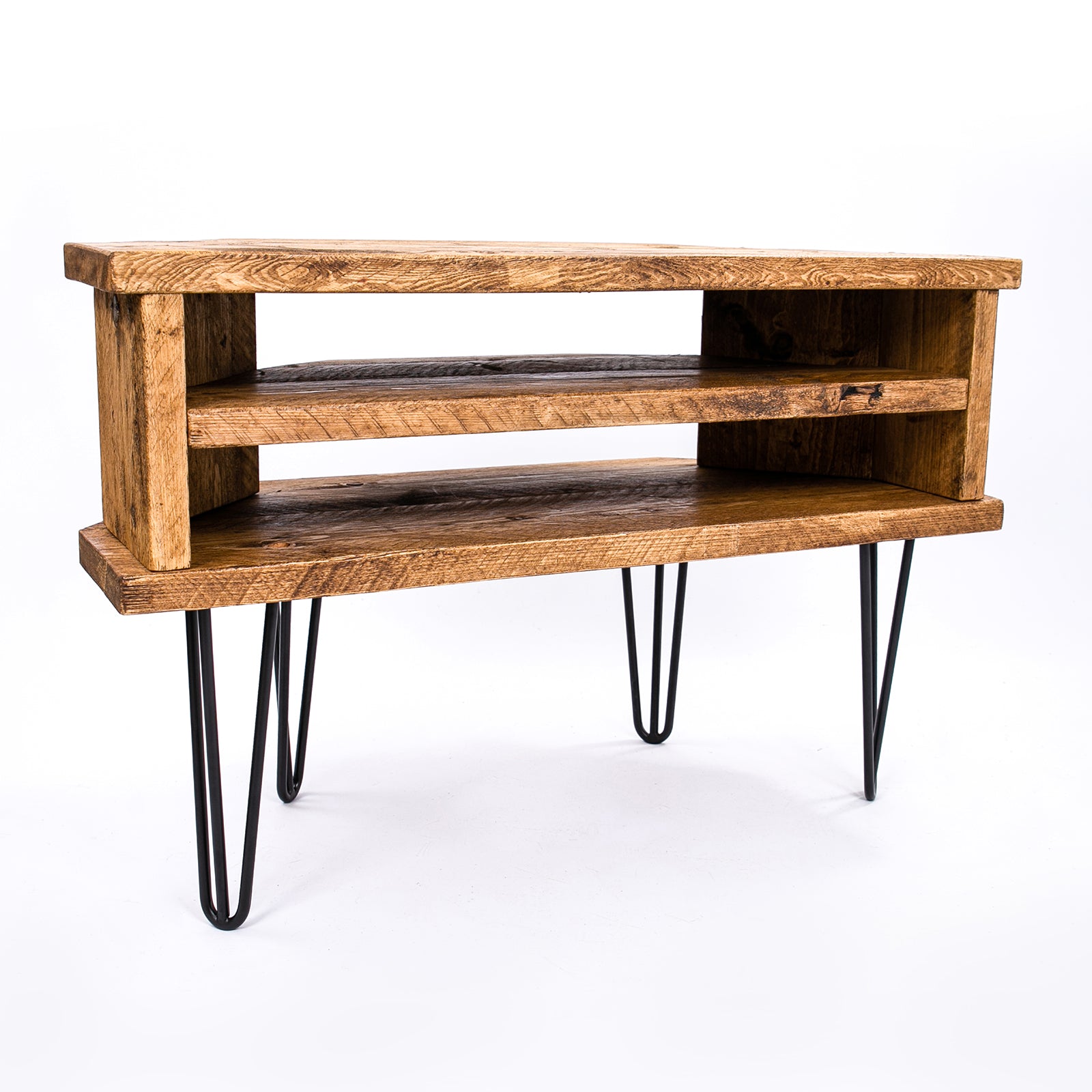 Wooden Corner TV Unit. Front/side view