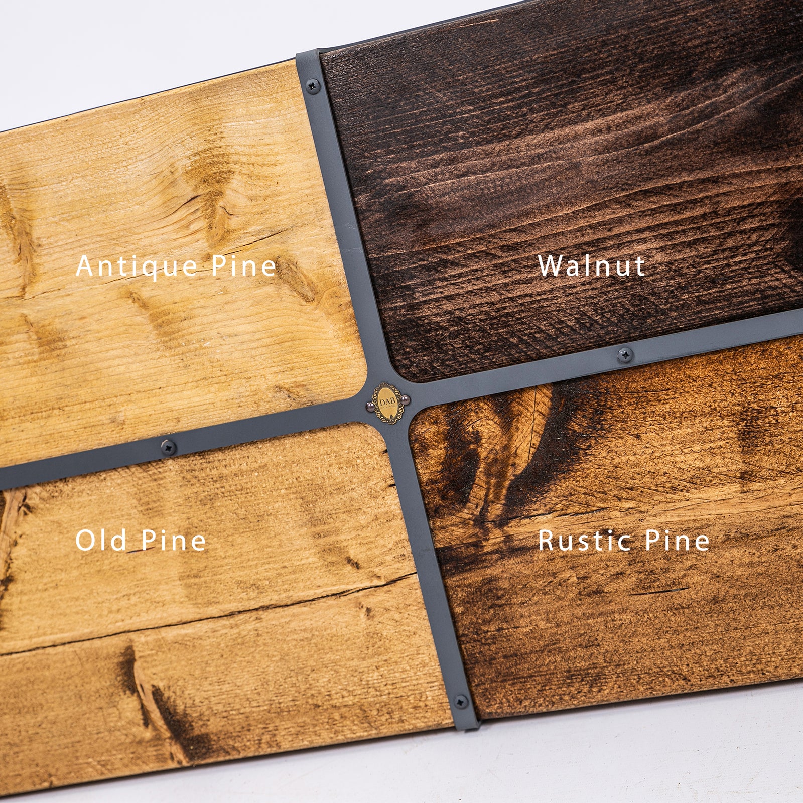 Wooden Corner TV Unit colour chart showing wood finish options. Close up