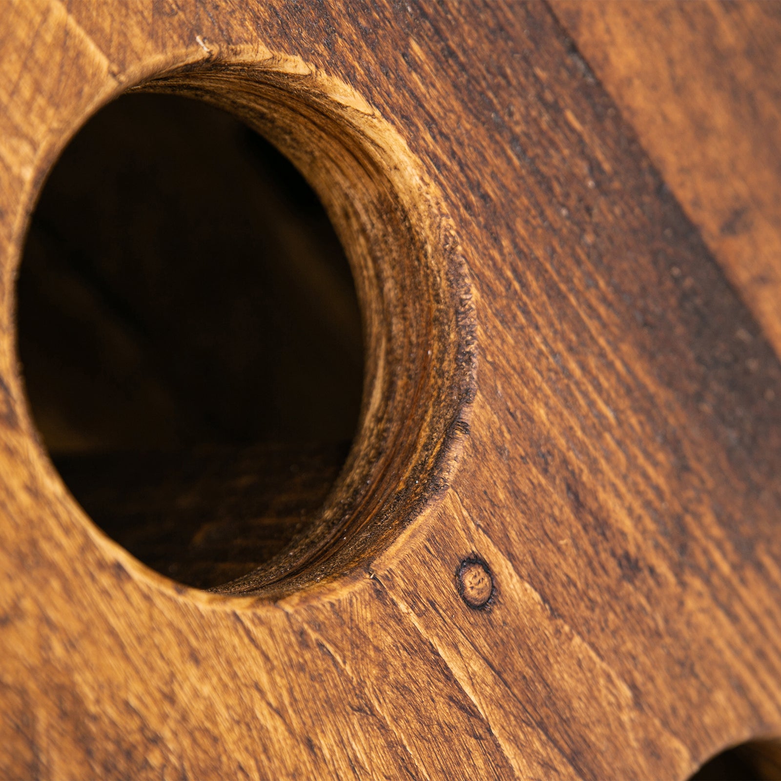 Wooden Wine Rack Stand. Close up of wood grain