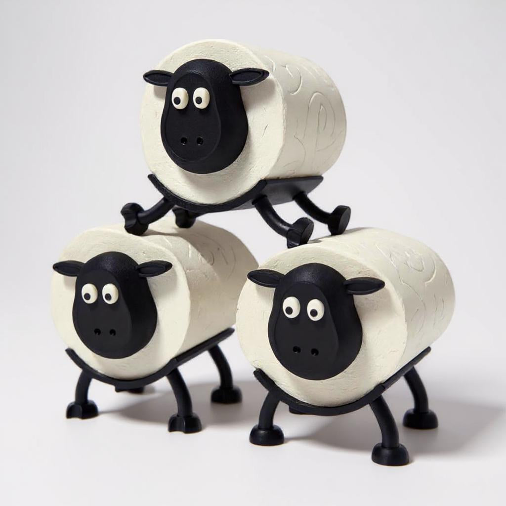 The Trio Sheep Toilet Roll Holder – Funny 3D Printed Bathroom Décor | Made in UK |