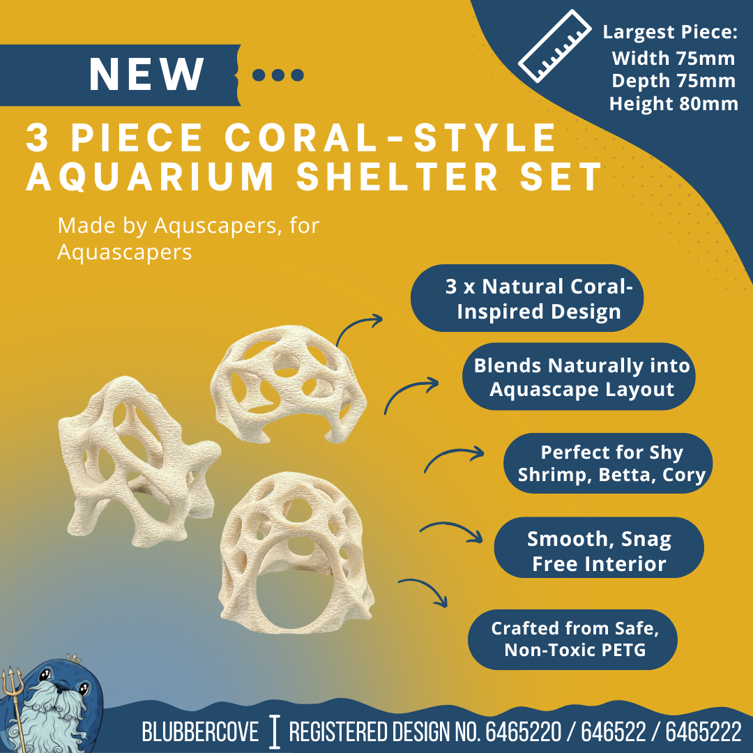 Aquarium Caves Set of 3 – Natural Aquascape Decor for Shrimp, Betta & Nano Fish