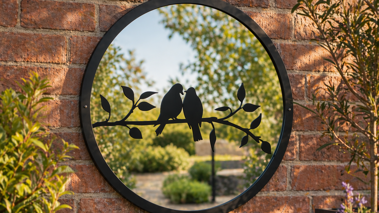 Love Birds Garden Mirror