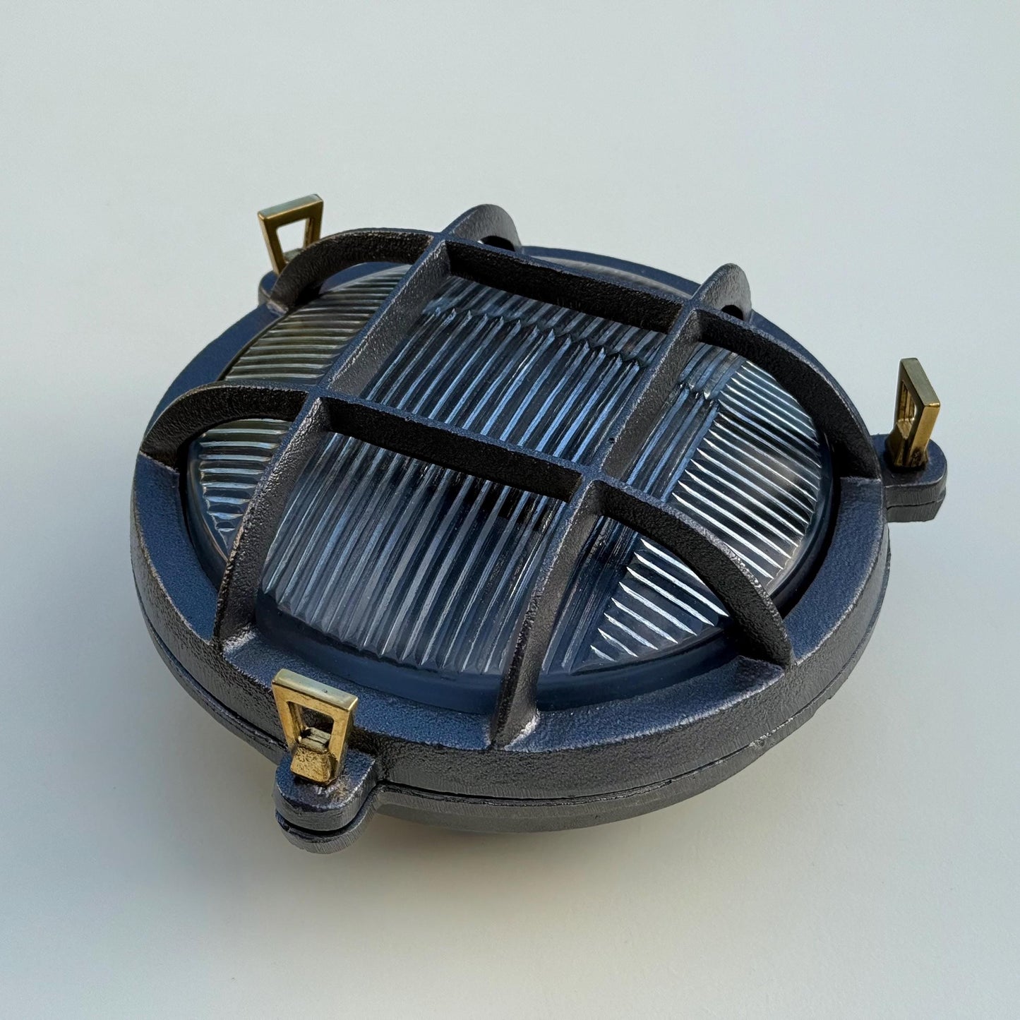 Wroxham ~ Cast Pewter Caged Nautical Bulkhead Wall Light Industrial Ceiling Fixture