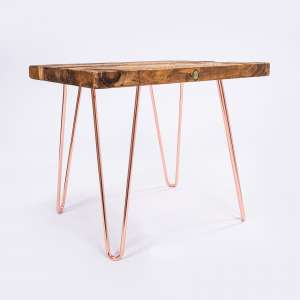 Wood & Steel Legged Seat Bench Table Stool